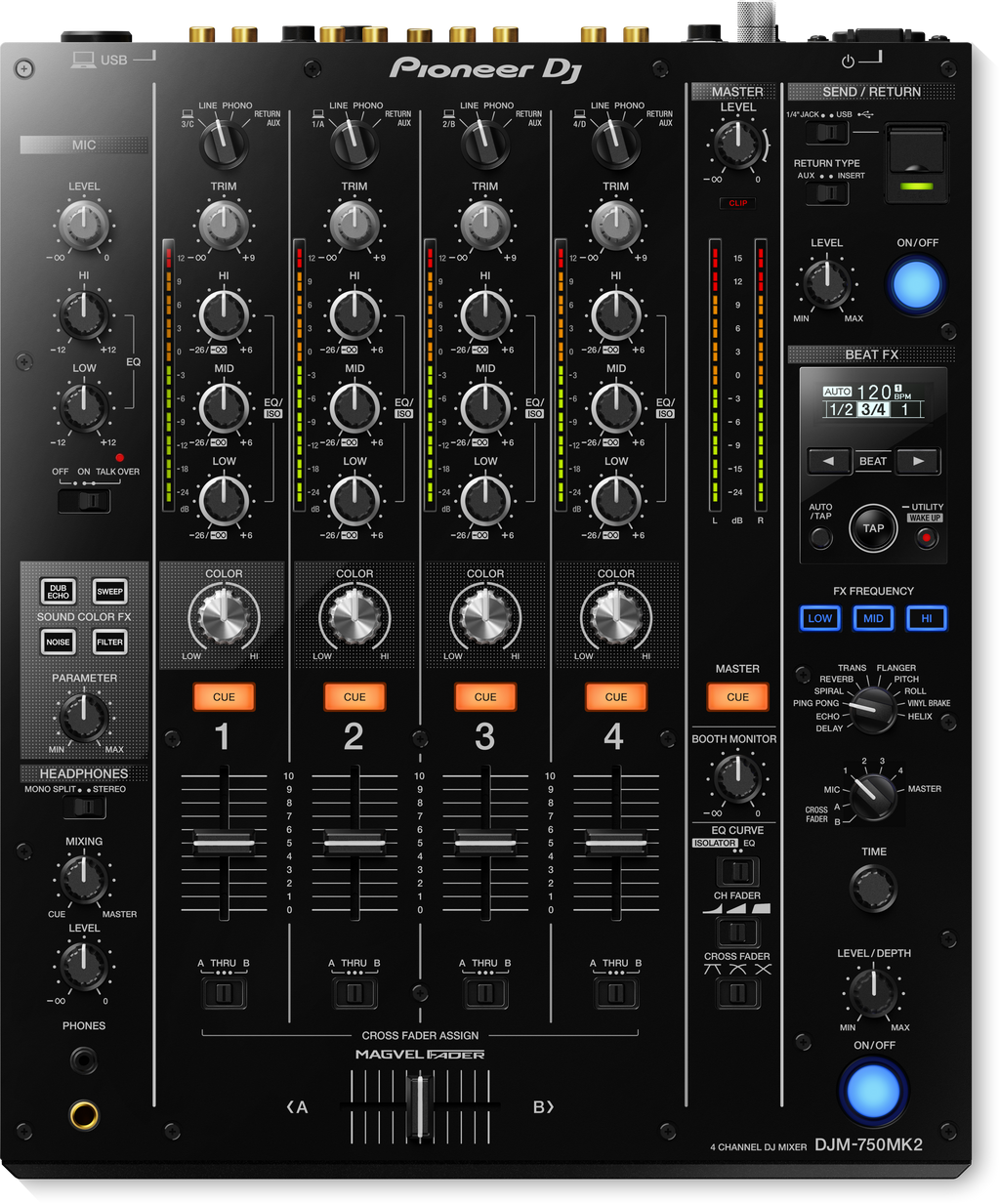 Pioneer DJ - AlphaTheta DJM-750MK2, 4-channel performance DJ mixer