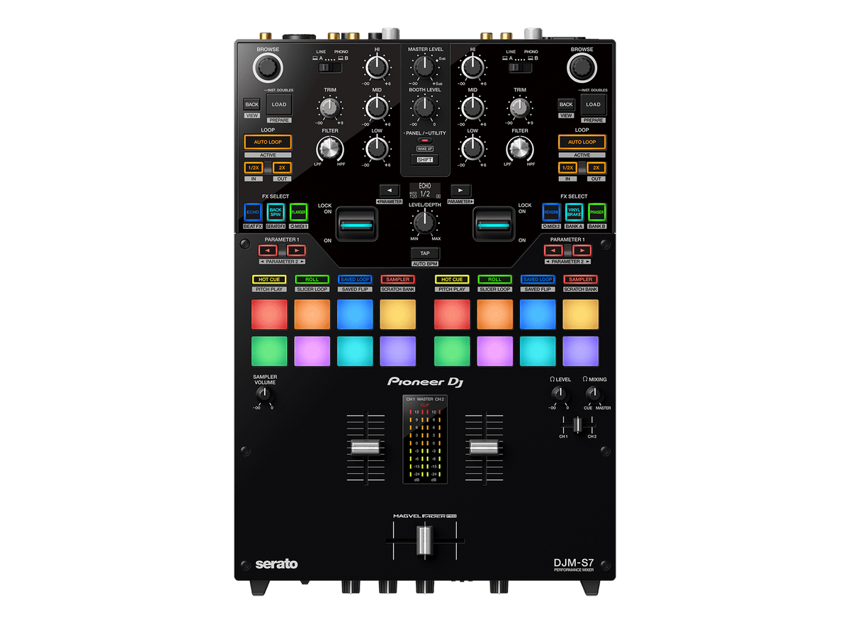Pioneer DJ - AlphaTheta DJM-S7, Scratch-style 2-channel performance DJ mixer