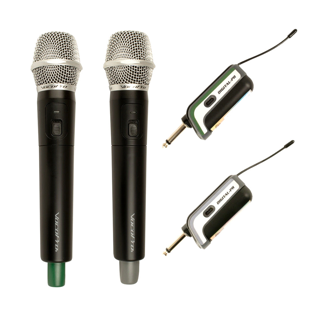 VocoPro DPR-DUAL-1 - Two-Person Rechargeable Plug-In Wireless Microphone System with Mic-On-Chip (tm) Technology.