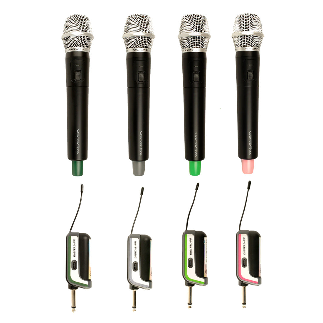VocoPro DPR-QUAD - Four-Person Rechargeable Plug-In Wireless Microphone System with Mic-On-Chip (tm) Technology.