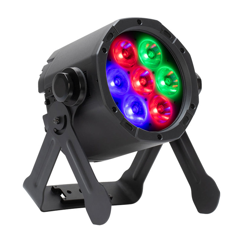 ADJ ElectraPix Par 7, IP65 Par, Battery Powered, 7 x 20 Watt HEX LED Rgbaluv Individual Pixel Control, Backround RGB LEDs, Aria X2 Wireles, 20 Degree Diffusion Filter, L Track System