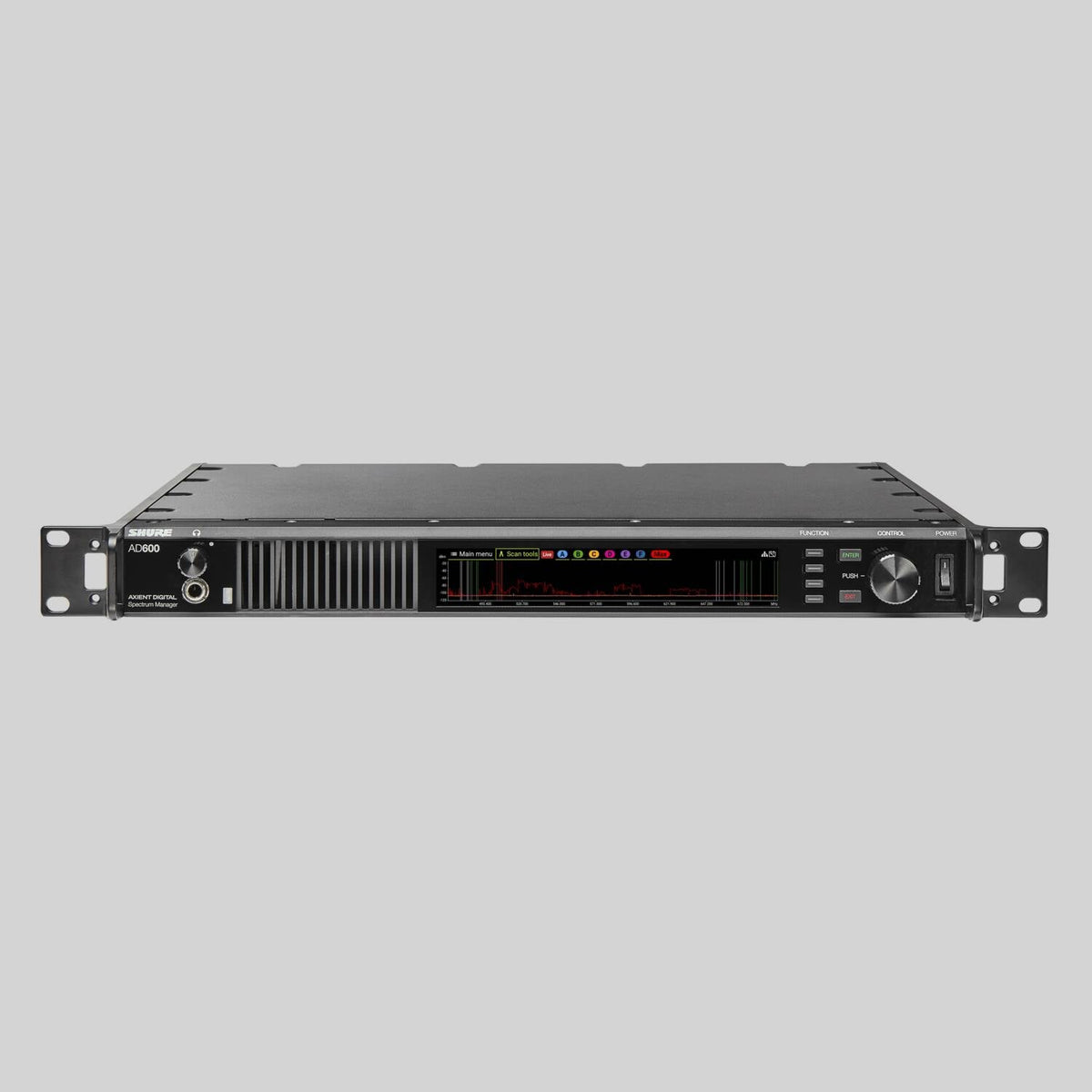 Shure AD600US, Axient Digital Spectrum Manager, Digital Spectrum Manager for frequency coordination & real-time spectrum analysis Large, full color display 6 individually assignable antenna inputs cover 174MHz, 2.0GHz Redundant Dante ports for audio