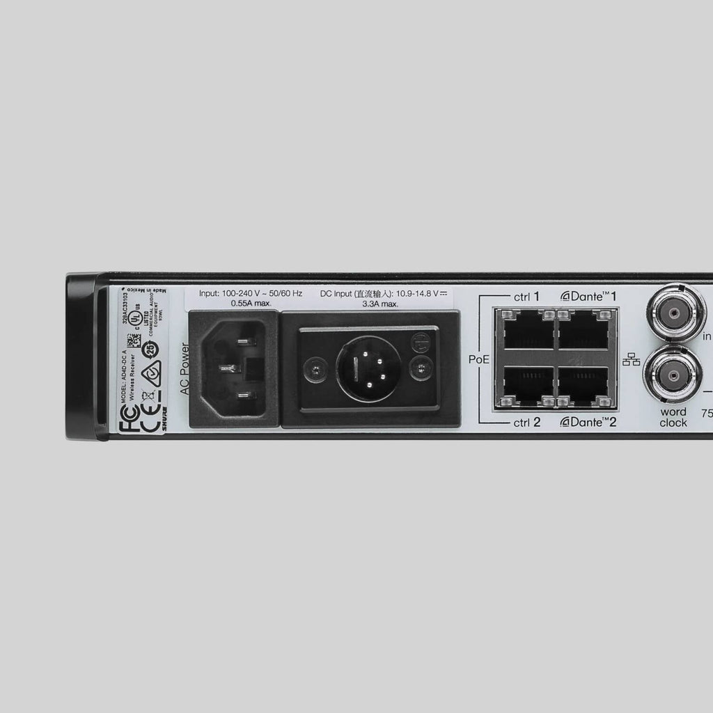 Shure AD4D-DC-C, Two-Channel Digital Wireless Receiver, AD Dual CH DC Rx L/pts 750-960 MHz