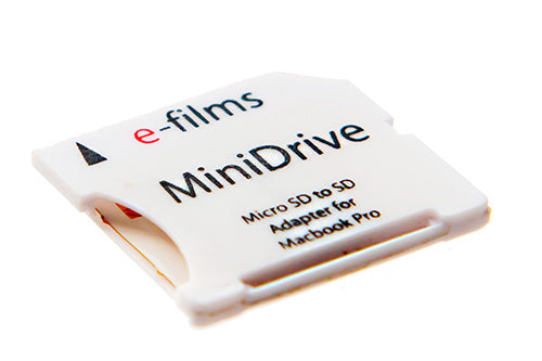 E-Films EF-1901 MiniDrive MicroSD to SD Adapter, Half Size Expandable Storage for MacBook Pro SD Slot, Time Machine Compatible, Supports MicroSD Cards up to 128GB