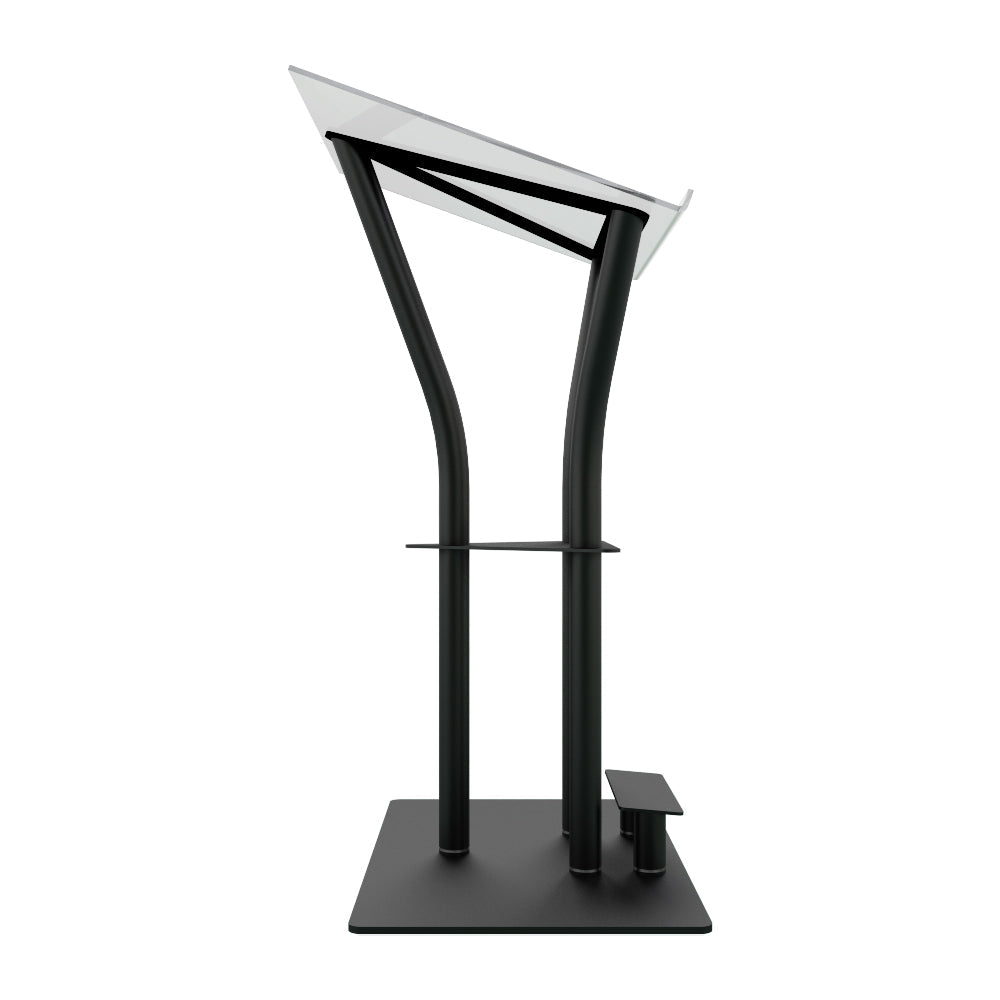 Global Truss DT-Ergo-Lectern-BLK, Ergonomic Aluminum Lectern with Acrylic Top, Black