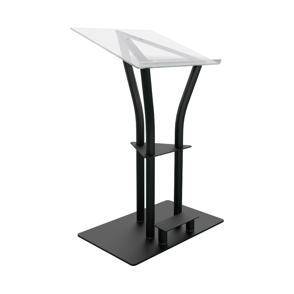 Global Truss DT-Ergo-Lectern-BLK, Ergonomic Aluminum Lectern with Acrylic Top, Black