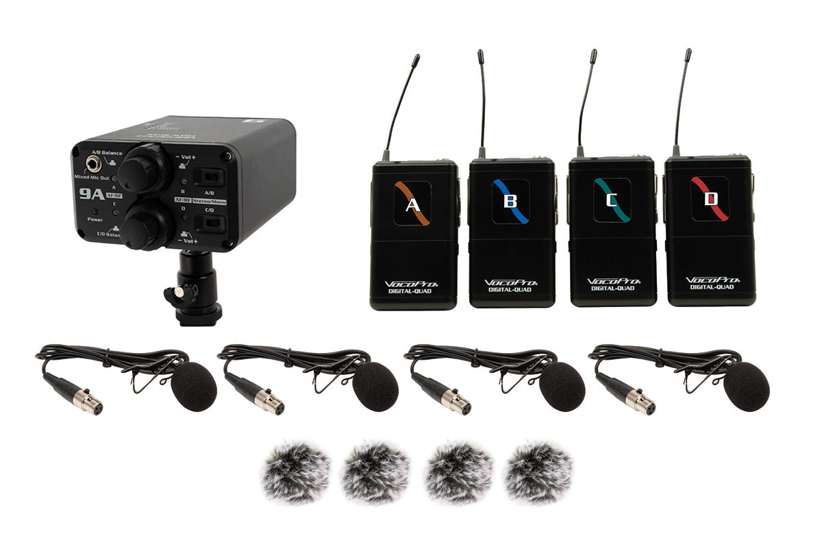 VocoPro FIELD-QUAD-LB4 - Portable Four Lavalier Field/Camera-Mountable Wireless Microphone System.