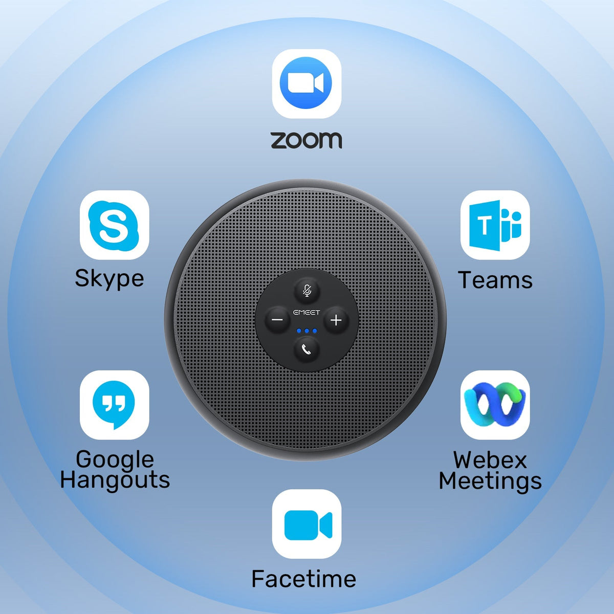 EMEET OfficeCore M1A, Zoom Certified USB Speakerphone with 2 AI Omni-Directional Mics, 360 Degree Voice Pickup, Noise Reduction and Echo Cancellation, 3W Speaker and Full Duplex for 5 to 8 People