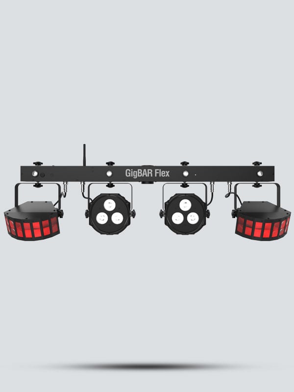 Chauvet DJ GigBAR Flex, 3-in-1 Pack-n-Go Lighting System with LED Derbys, Quad-Color Pars and Strobe Effects
