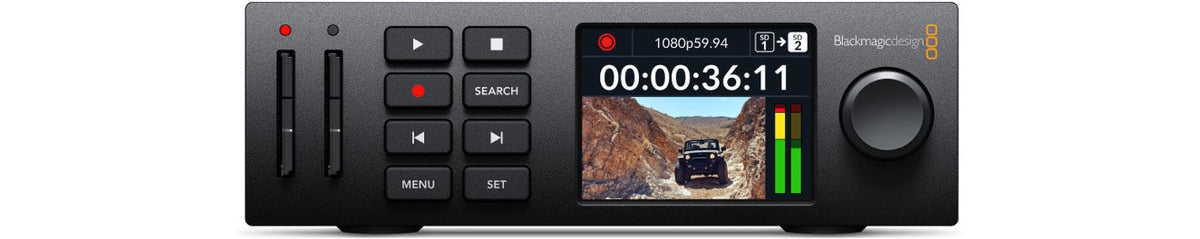 Blackmagic HyperDeck Studio HD Plus, Includes features of the Mini model plus better transport controls, front panel headphone and speaker, 6G- SDI and fill and key out