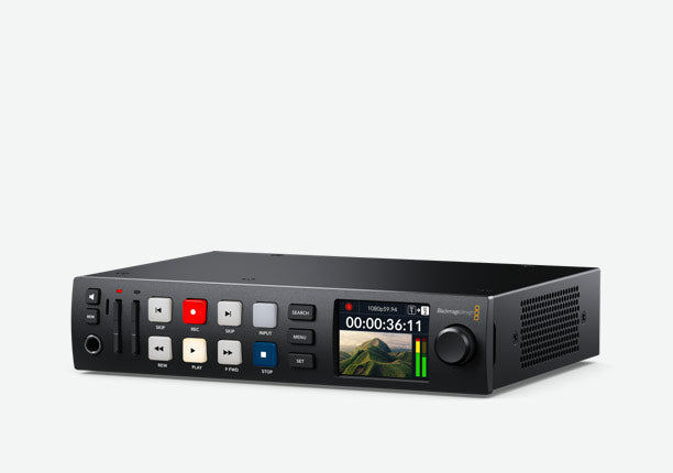 Blackmagic HyperDeck Studio HD Plus, Includes features of the Mini model plus better transport controls, front panel headphone and speaker, 6G- SDI and fill and key out