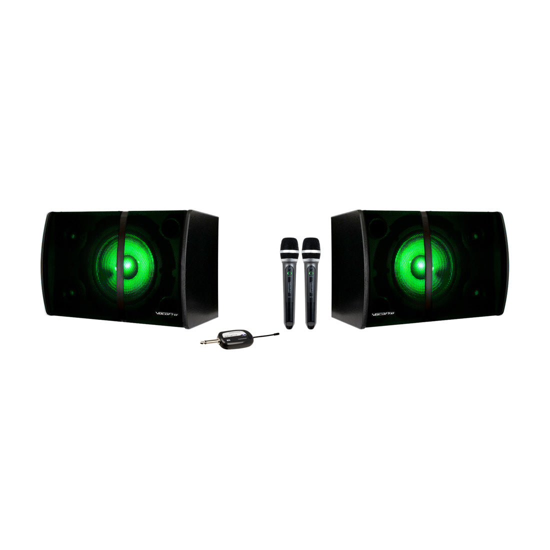VocoPro K-FAN-SINGER - Stereo Karaoke System with Bluetooth, MP3, FM, LED Light Effects and Two Wireless Vocal Microphones