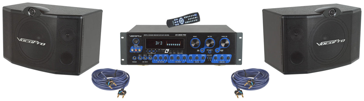 VocoPro KRS-3 - Digital Karaoke Receiver Mixing Amplifier with Speaker Package