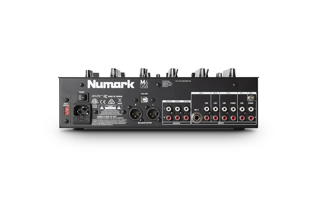 Numark M6 USB, 4-Channel USB DJ Mixer with 3-Band EQ and Two Microphone Inputs