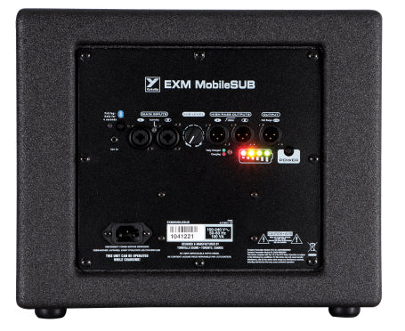 Excursion MobileSub: a compact and lightweight portable bass-reflex battery-powered subwoofer. Equipped with two 8-inch woofers, includes level controls, battery life indicator and Bluetooth streaming.