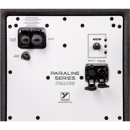 Paraline 18” Premium Powered Subwoofer, with integrated power amplifiers  3000W Peak (1500W Program). Features a 18" Neodymium Driver with 4" Voicecoil. 137 dB Peak (131 dB Continuous.) XLR in and out, Locking PowerCON® connectors. Ground stack or fly with integrated rigging hardware. 11-ply Baltic Birch with Black Ultrathane paint. IP54 Rated for outdoor use.