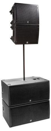 Paraline 2x 15” Powered Subwoofer 2800 watts peak – powered – compact stackable active subwoofer -- 2 x 12” front loaded woofers, with casters.