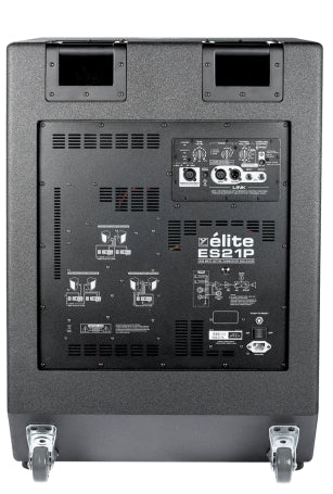 Elite 21” Powered Subwoofer 3600 Watts peak (2400 watts program) 21” Cast Fram Woofer with 6" Voice Coil. Next generation horn loaded subwoofer – DSP limiters, and 3 performance presets.