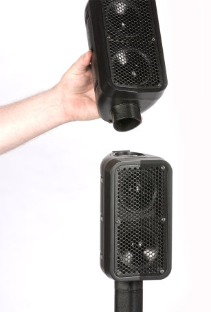 Excursion Mini 400 - 400-watt Compact Powered PA System. Featuring a powered 10” subwoofer, two-piece wired pole extension and two 2 x 3.5"mid/high speakers.