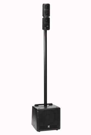 YORKVILLE - Excursion Mini 400 - 400-watt Compact Powered PA System. Featuring a powered 10” subwoofer, two-piece wired pole extension and two 2 x 3.5"mid/high speakers.