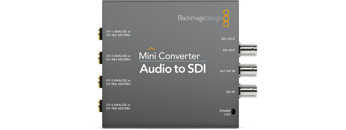 Blackmagic Mini Converter SDI to Audio, SDI/HD-SDI/ 3G-SDI audio de-embedder to 8 ch AES/EBU or 4 ch analog audio