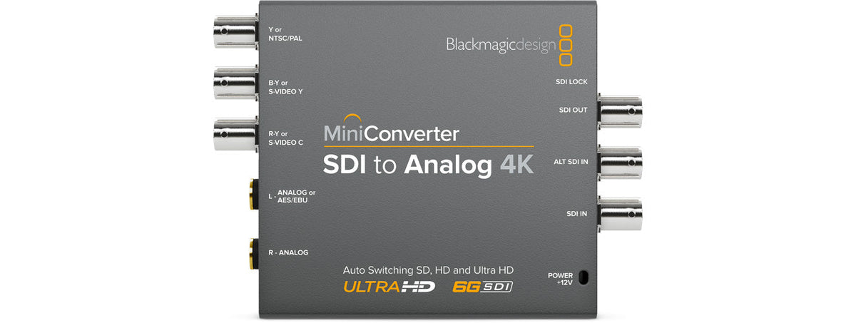 Blackmagic Mini Converter Audio to SDI 4K, SD/HD/3G-SDI audio embedder from 8 ch AES/EBU or 4 ch analog audio