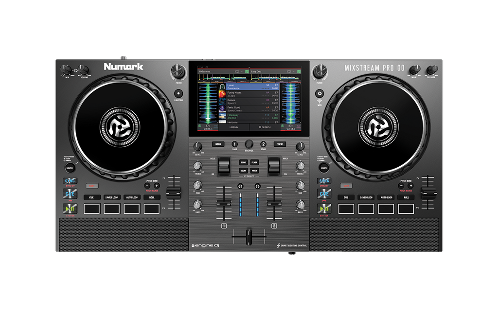 Numark Mixstream Pro Go, Wireless Standalone DJ Controller with Battery, Built-In Speakers, Wi-Fi Streaming and Amazon Music