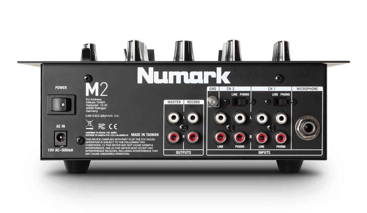 Numark M2, 2-Channel Rack-Mountable DJ Mixer with 3-Band EQ and Microphone Input