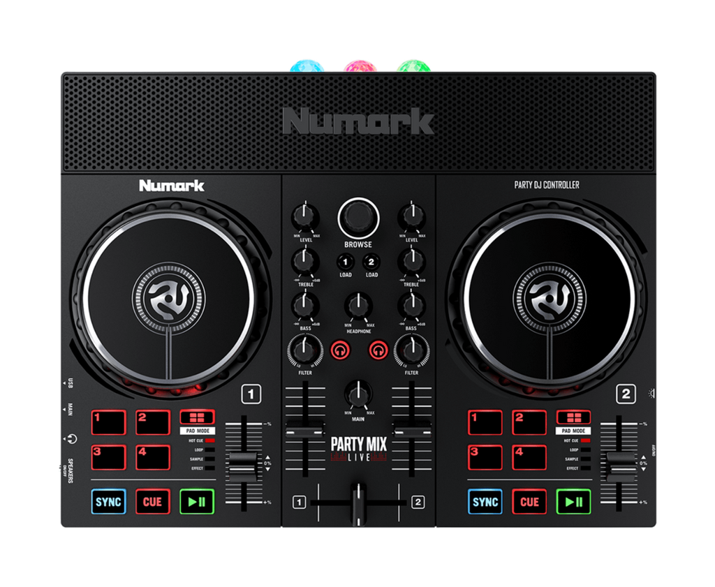 Numark Party Mix Live, 2-Deck DJ Controller with Built-In Light Show and Speakers for Serato DJ Lite and Algoriddim djay
