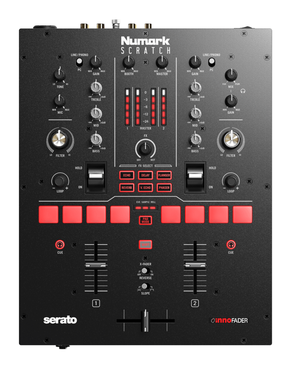 Numark Scratch, 2-Channel Scratch DJ Mixer for Serato DJ Pro with Innofader-Ready Crossfader