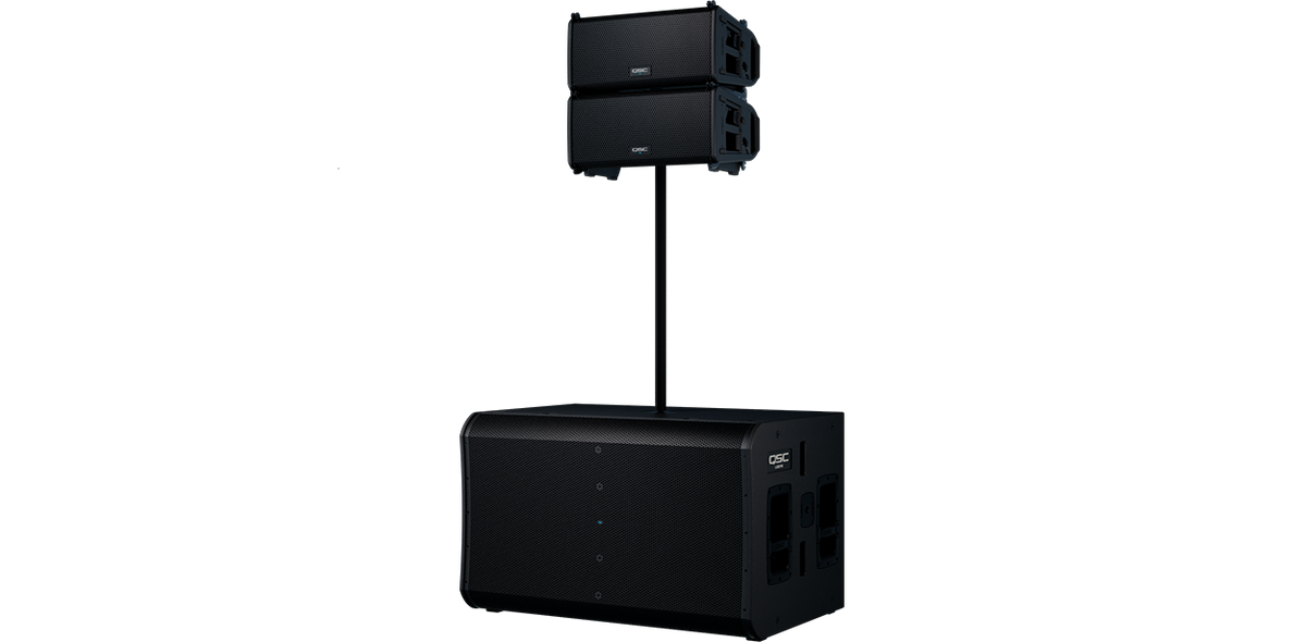 QSC LS218 pole mount with LA108