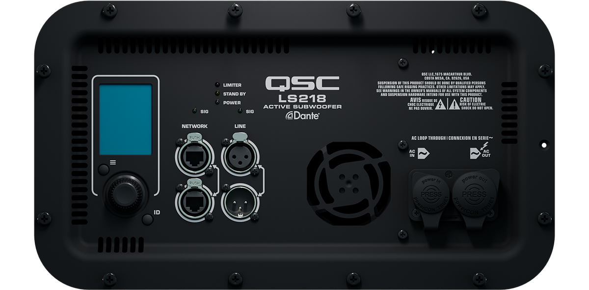 QSC LS218 rear panel connections