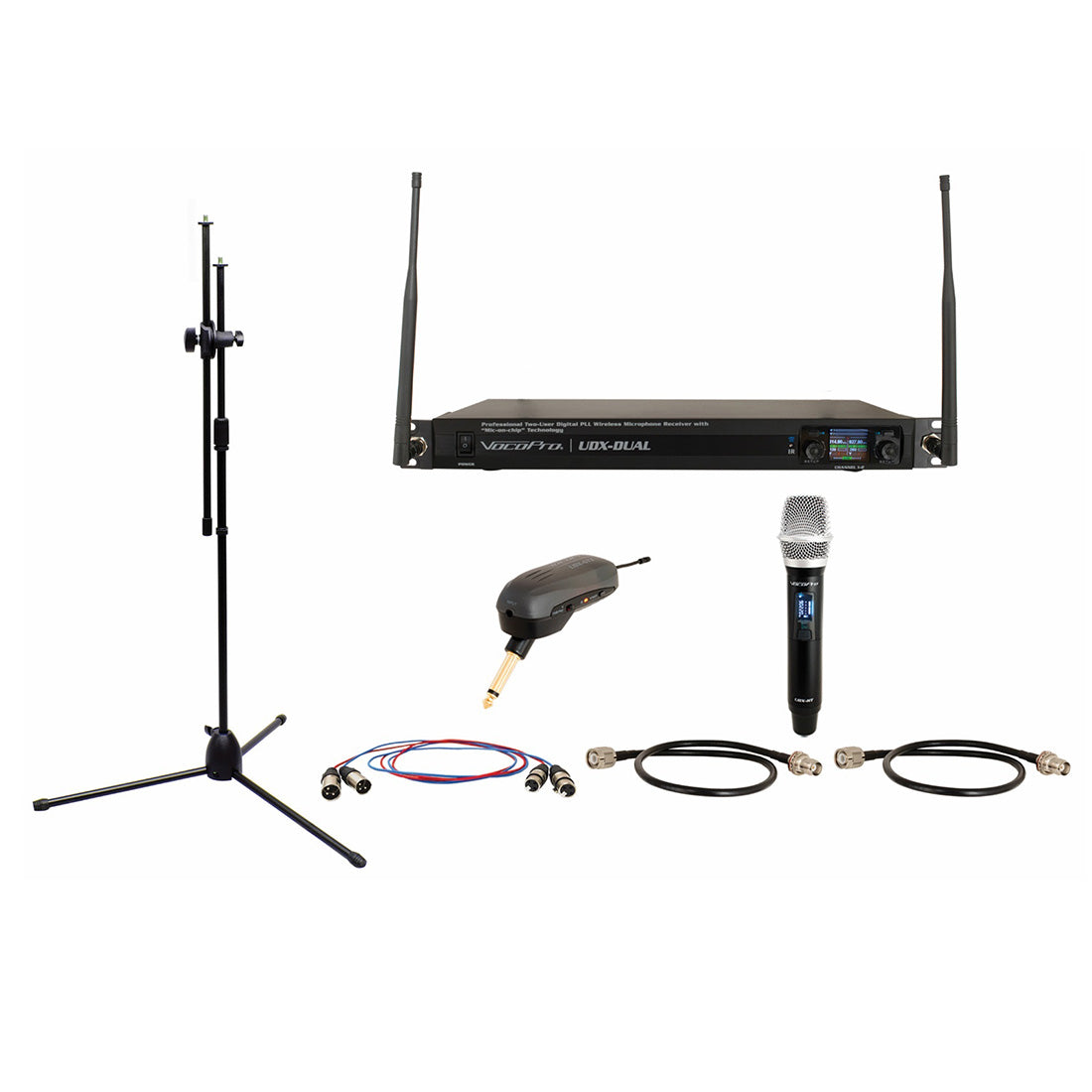 VocoPro SingerSongwriter-Handheld - Digital UHF PLL Wireless System with Guitar Transmitter and Handheld Vocal Microphone