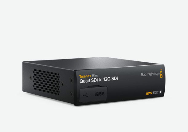 Blackmagic Teranex Mini Quad SDI to 12G-SDI, Convert Quad Link SDI to single link 12G-SDI so you can connect older Quad Link Ultra HD equipment to newer 12G-SDI devices