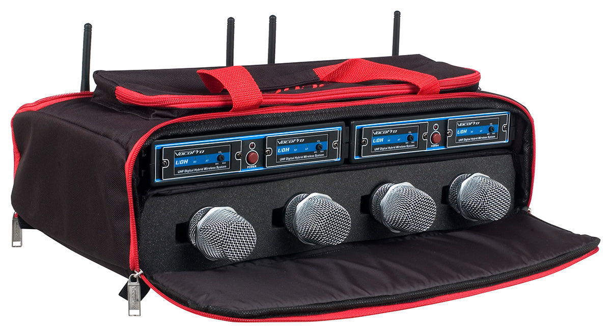 VocoPro UDH-CHOIR-4-MIB - 4 CHANNEL WIRELESS HANDHELD MICROPHONE SYSTEM IN A BAG