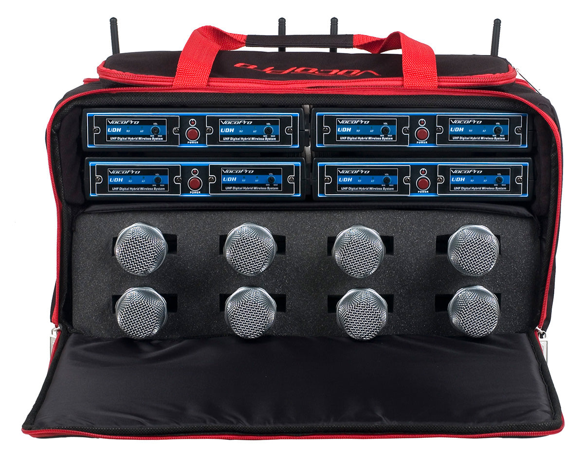 VocoPro UDH-CHOIR-8-MIB - 8 CHANNEL WIRELESS HANDHELD MICROPHONE SYSTEM IN A BAG