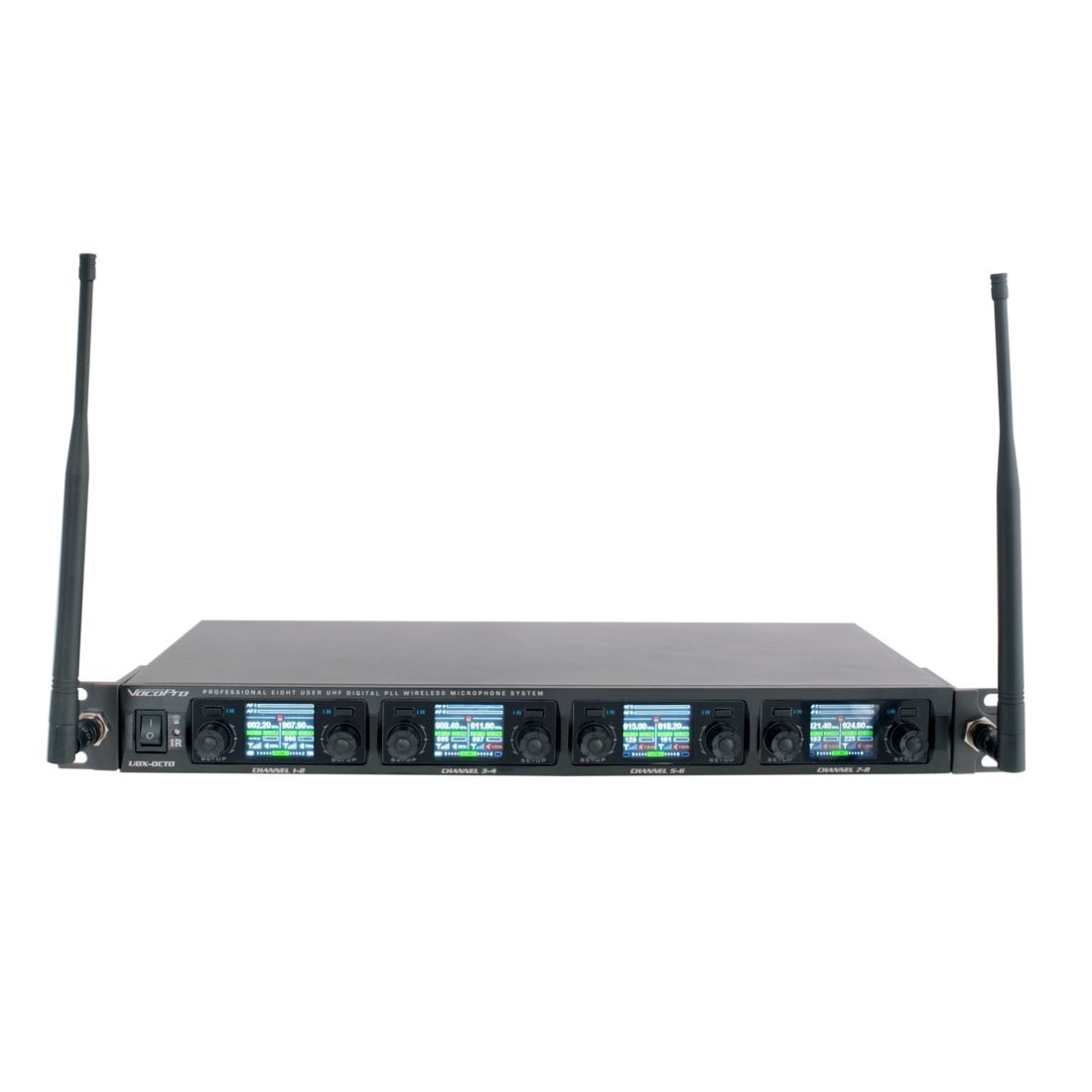 VocoPro UDX-OCTO - Professional Eight-User Digital PLL Wireless Microphone Receiver with "Mic-on-chip" Technology