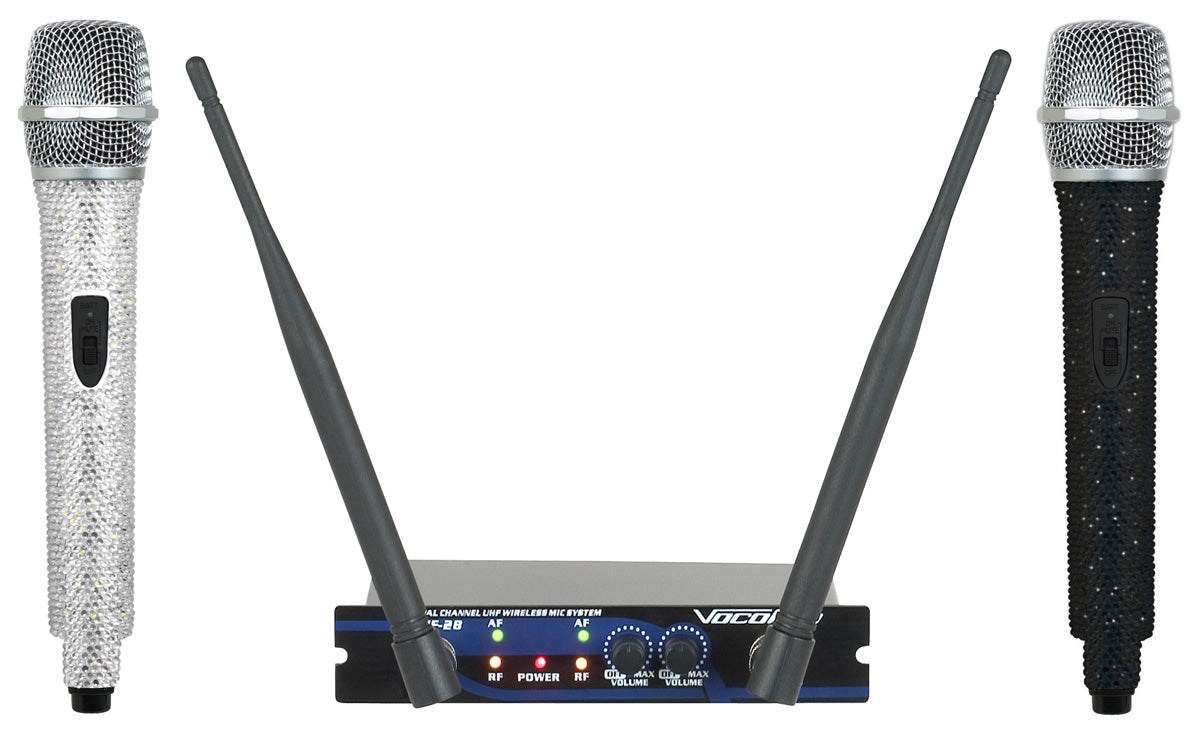VocoPro UHF-28-DIAMOND - Dual Channel UHF Wireless Crystal Encrusted Microphone System