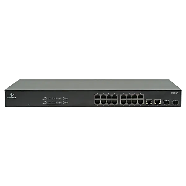 EtherWAN EtherWAN-EX19162, Unmanaged 16-Port Gigabit PoE Ethernet Switch with 2-Port SFP and 2-Port RJ45