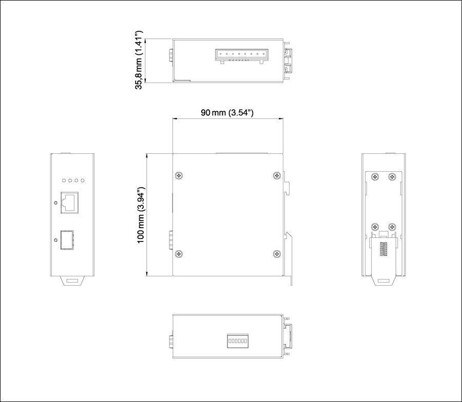 EtherWAN EL8000-A1E, Hardened 1000BASE-TX to 1000BASE-SX/LX/BX/SFP Media Converter