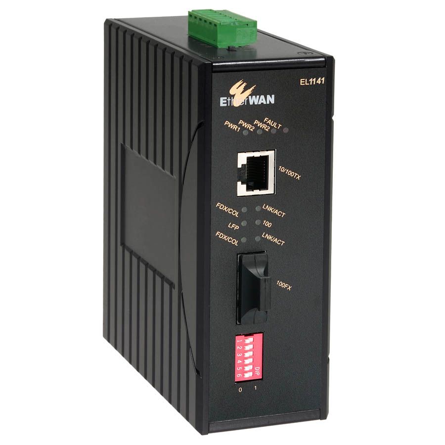EtherWAN EL1141-A0B, Hardened-grade Fast Ethernet to Fiber Media Converter