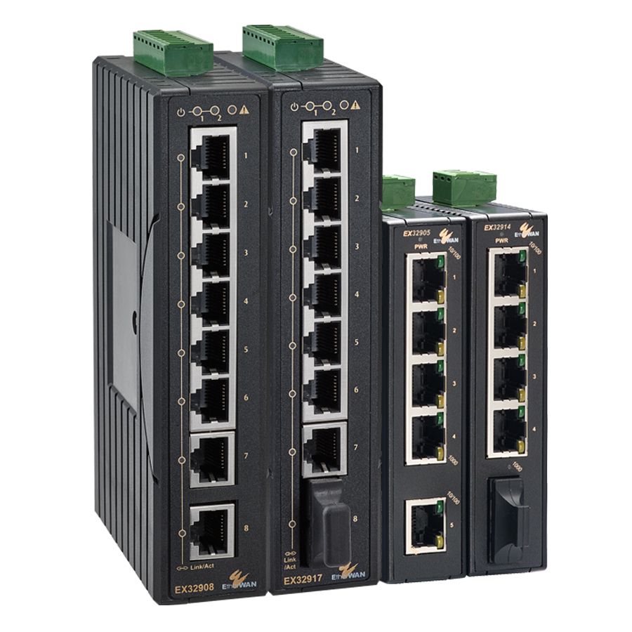 EtherWAN EX32008, Industrial Unmanaged 5 to 8-port 10/100/1000BASE-T and 1-port 1000BASE-X Gigabit Ethernet Switch