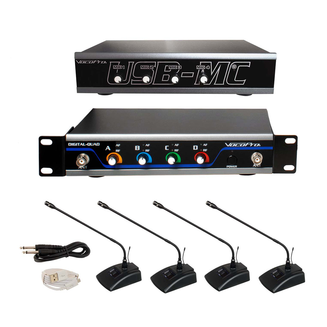VocoPro USB-Conference-4 - 4 channel wireless microphone/USB interface package