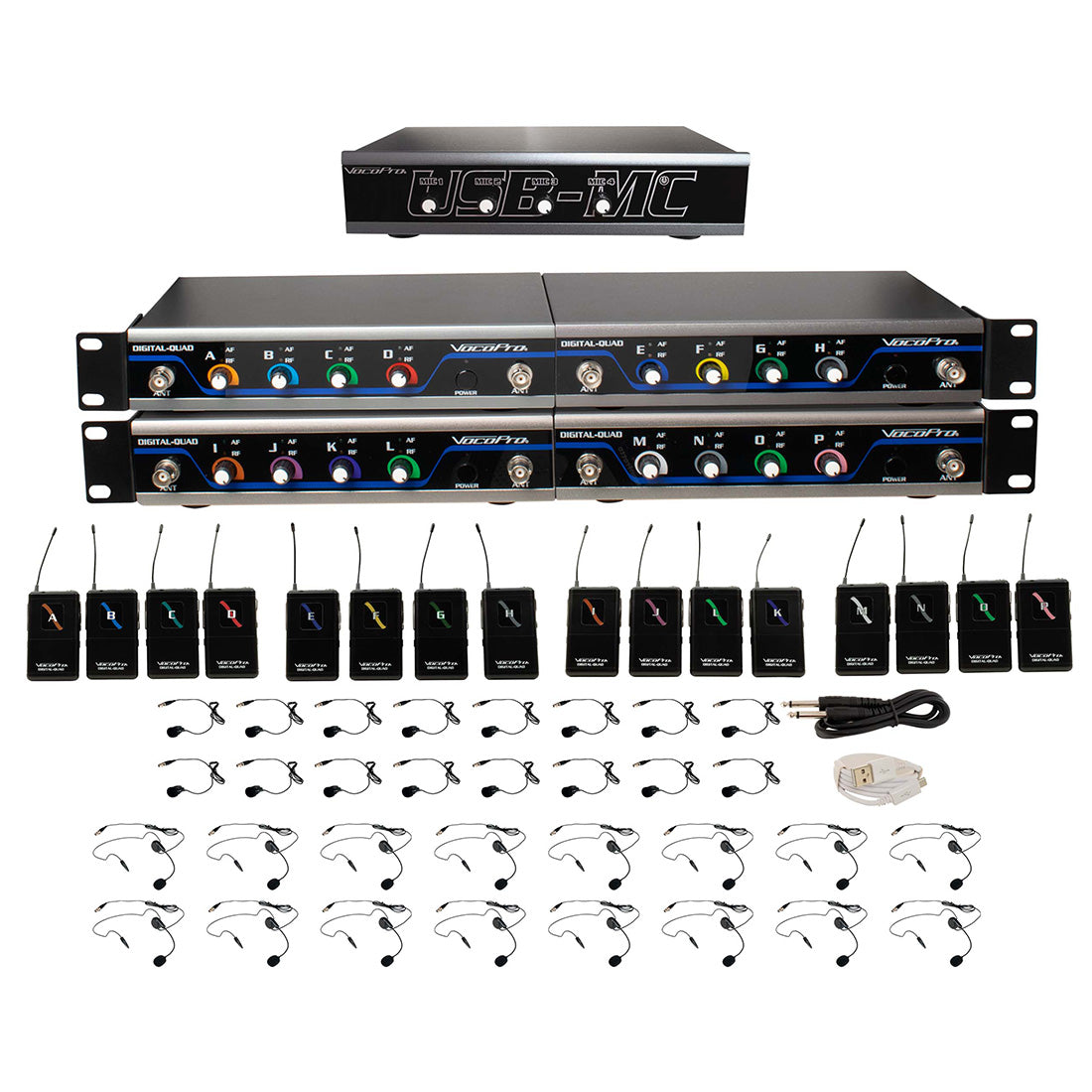 VocoPro USB-Play-16 - 16 channel wireless microphone/USB interface package
