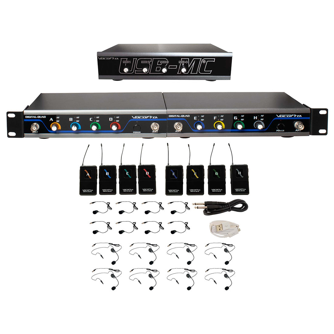 VocoPro USB-Play-8 - 8 channel wireless microphone/USB interface package