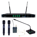 VocoPro UTD-QUAD-WORSHIP - Quad True-Diversity Professional Digital Wireless PLL Microphone System with Two Handheld, One Bodypack/Headset, and One Gooseneck Mic