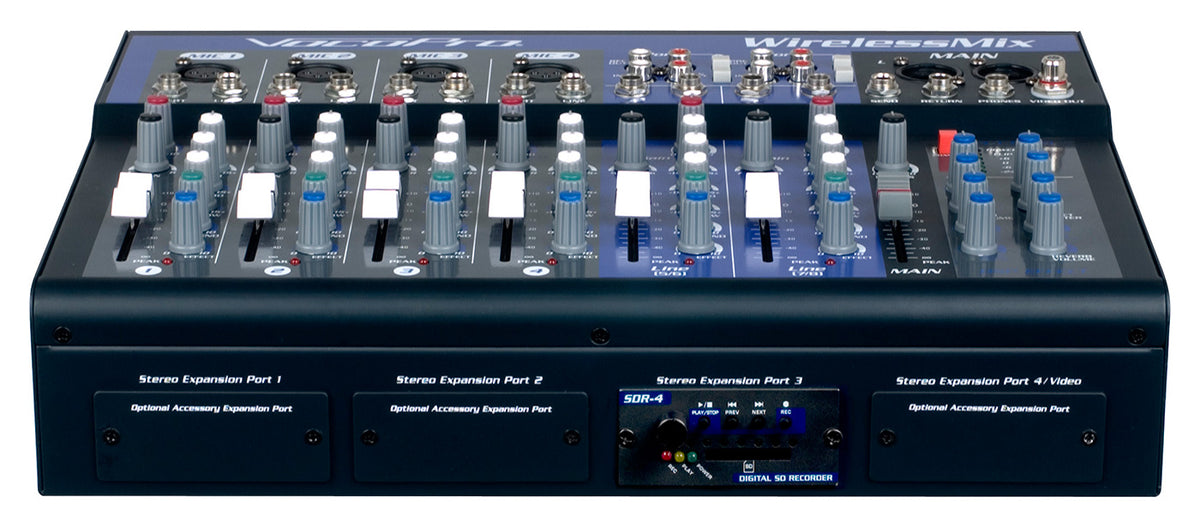 VocoPro WIRELESS MIX 2 - All-In-One Live Sound / Karaoke Mixer with 2 UHF Wireless Mics and SD Audio Recorder